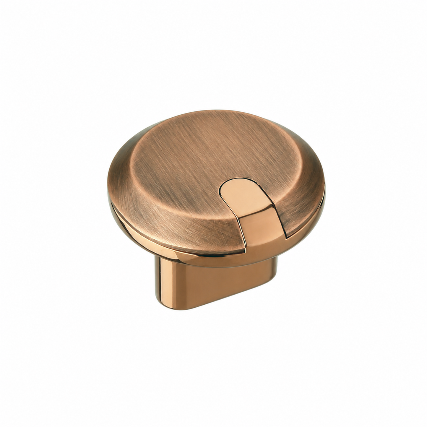Orion Knob - Brushed + Polished Copper (PVD) - calibrated to pull references